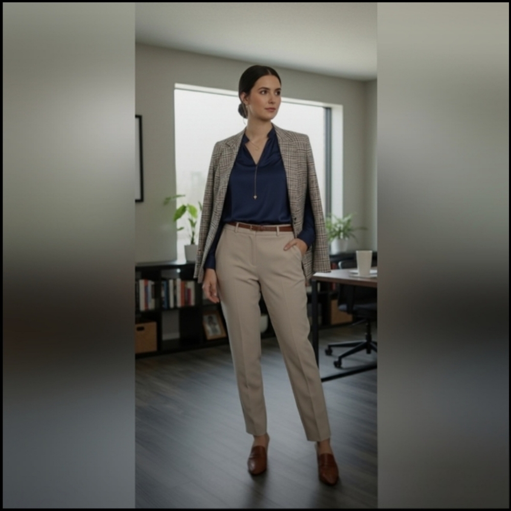 Women's Beige Tailored Tapered Pants